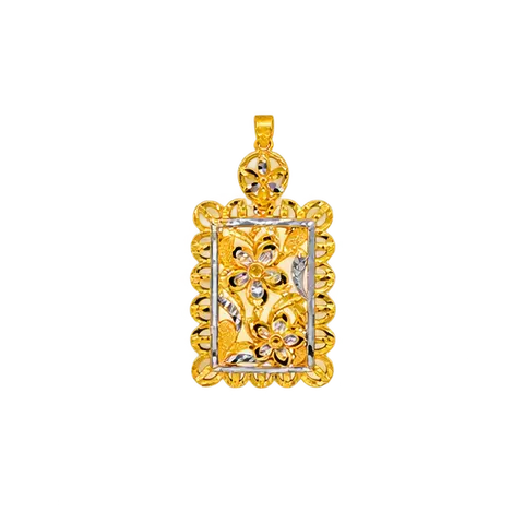 916 GOLD PENDANT VINTAGE FLORAL image 1