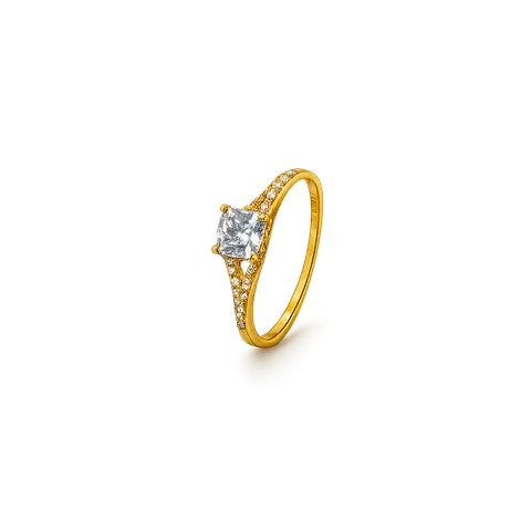 916 YELLOW GOLD BRILLIANT SOLITAIRE RING