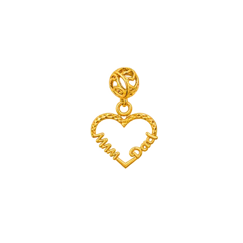916 GOLD BEAD & CHARMS MUM DAD image 1