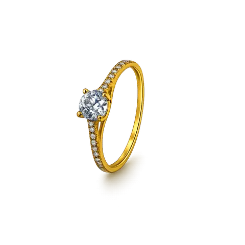 916 YELLOW GOLD ELEGANT SOLITAIRE RING