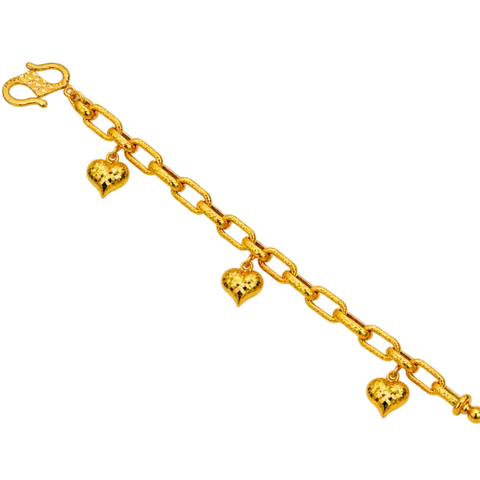 916 GOLD BRACELET PAPER CLIP HEART CHARMS image 1