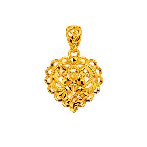 916 GOLD PENDANT HEART FILIGREE image 1