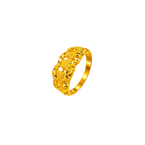 916 GOLD RING GLITTERING FACETED image 1