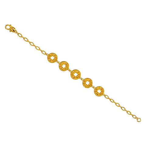 916 GOLD BRACELET LUCKY COIN image 1