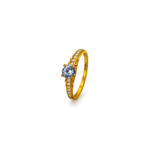 916 YELLOW GOLD CROWN SOLITAIRE RING