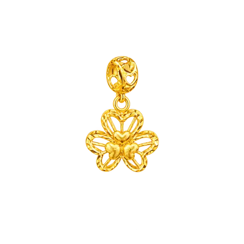 916 GOLD BEAD & CHARMS CARVED LEAF image 1