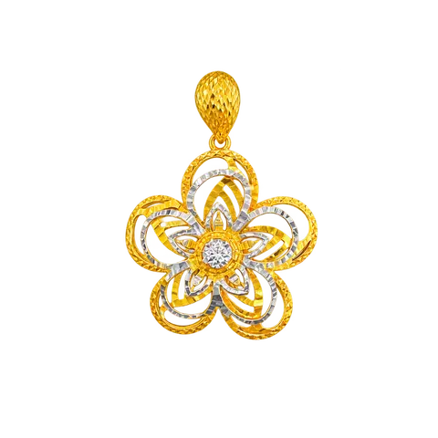 916 GOLD PENDANT 2C FLOWER image 1