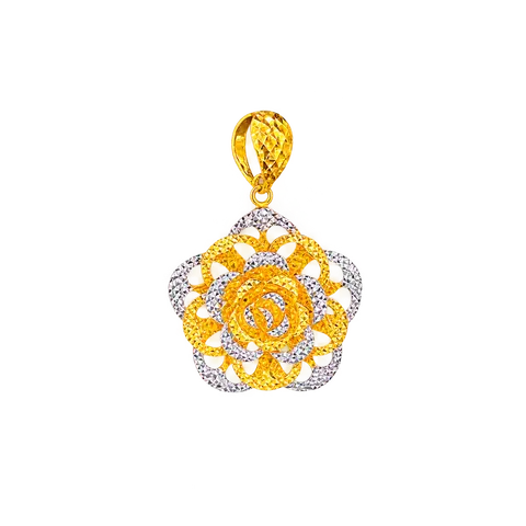 916 GOLD PENDANT ROSE FLOWER image 1