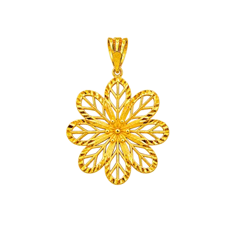 916 GOLD PENDANT BLOSSOM FLOWER image 1