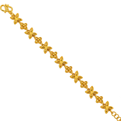 916 GOLD BRACELET FOUR PETAL FLOWER image 1