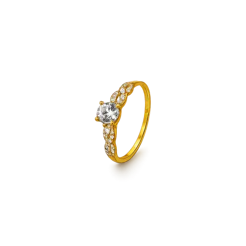 916 YELLOW GOLD INFINITY SOLITAIRE RING