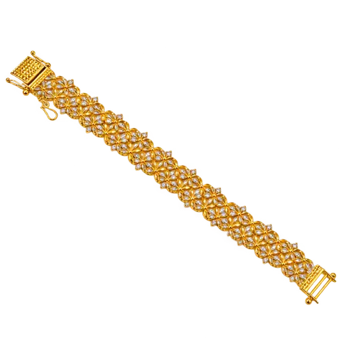 916 GOLD BRACELET STAMPED FLOWER DESIGN image 1