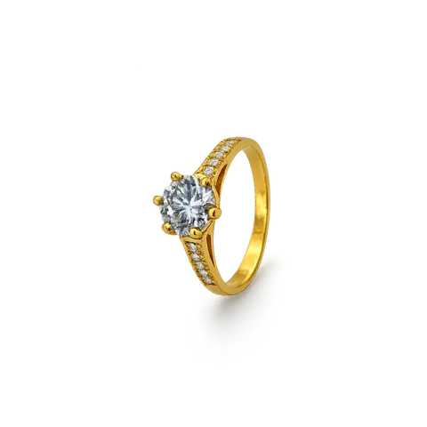 916 GOLD ZIRCON RING S16