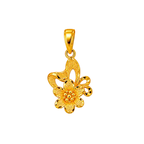 916 GOLD PENDANT MODERN FLOWER image 1