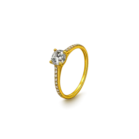 916 YELLOW GOLD PRINCESS SOLITAIRE RING