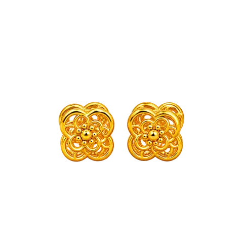 916 GOLD BEADS & CHARMS FLOWER — 0.13GM / 1CM