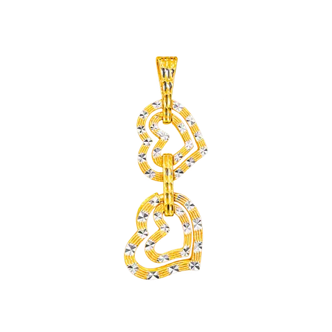 916 GOLD PENDANT LAYERED DOUBLE HEART image 1